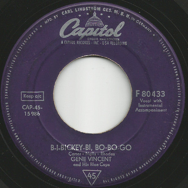 Gene Vincent And His Blue Caps* : B-I-Bickey-Bi, Bo-Bo-Go / Lotta Lovin' (7", Single)