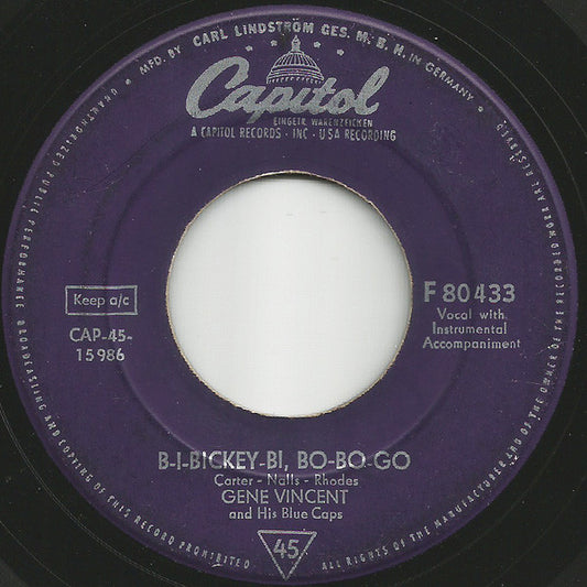 Gene Vincent And His Blue Caps* : B-I-Bickey-Bi, Bo-Bo-Go / Lotta Lovin' (7", Single)