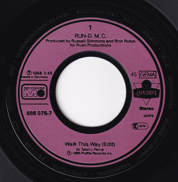 Run DMC* : Walk This Way (7", Single)