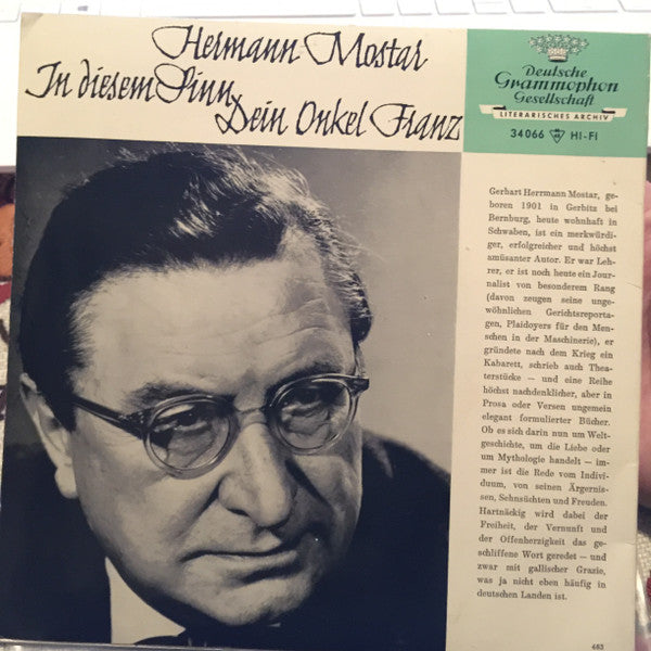 Hermann Mostar : In Diesem Sinn Dein Onkel Franz (7")
