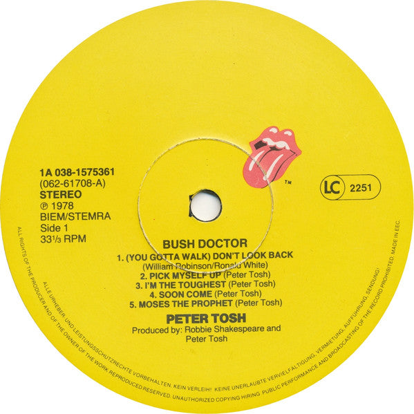 Peter Tosh : Bush Doctor (LP, Album, RE)