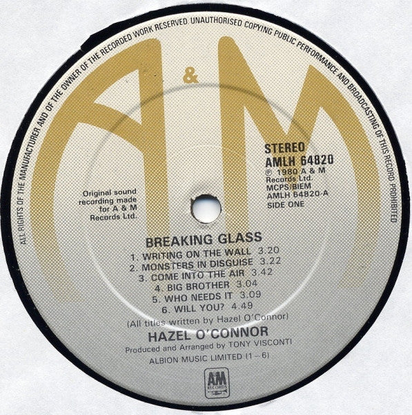 Hazel O'Connor : Breaking Glass (LP, Album, PRS)