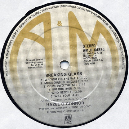 Hazel O'Connor : Breaking Glass (LP, Album, PRS)