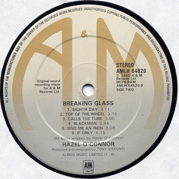 Hazel O'Connor : Breaking Glass (LP, Album, PRS)