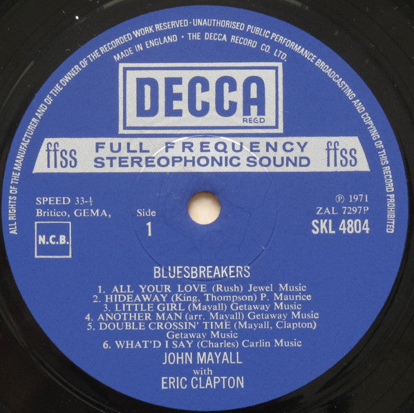 John Mayall With Eric Clapton : Blues Breakers (LP, Album, RE)