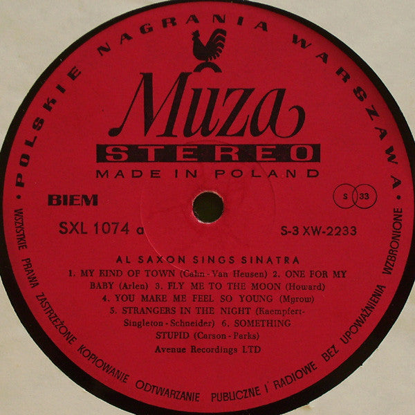 Al Saxon : Al Saxon Sings Sinatra (LP, Red)