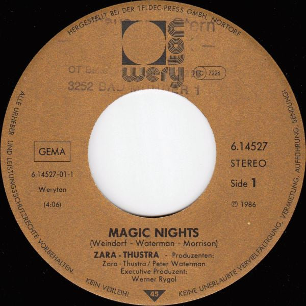 Zara-Thustra : Magic Nights (7", Single)