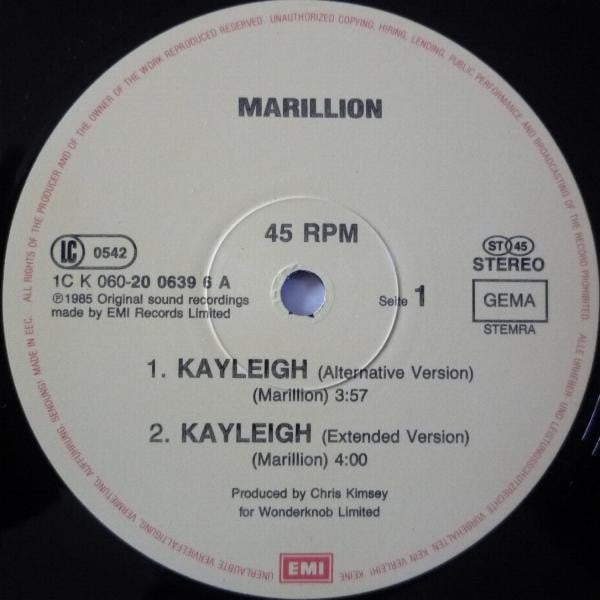 Marillion : Kayleigh (12", Maxi)
