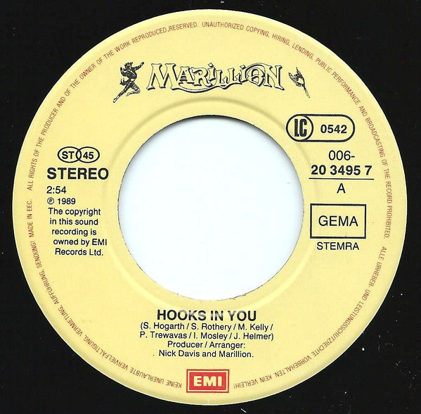 Marillion : Hooks In You (7", Single)