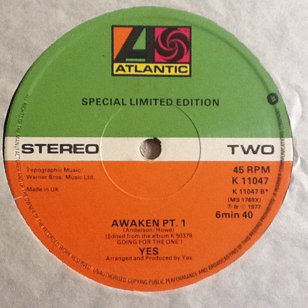 Yes : Going For The One / Awaken (12", Ltd)