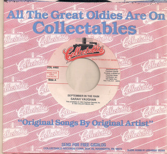 Sarah Vaughan / Dinah Washington : September In The Rain / This Bitter Earth (7", Single, RE)