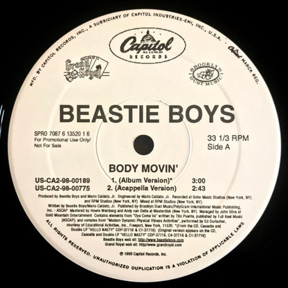 Beastie Boys : Body Movin' (12", Promo)