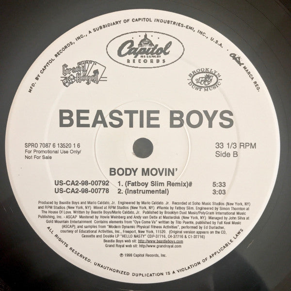 Beastie Boys : Body Movin' (12", Promo)