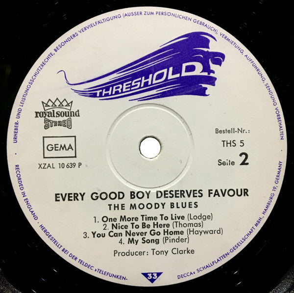 The Moody Blues : Every Good Boy Deserves Favour (LP, Album, Gat)