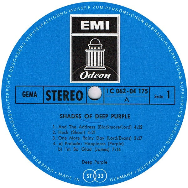 Deep Purple : Shades Of Deep Purple (LP, Album)