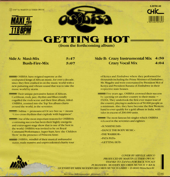 Osibisa : Getting Hot (12", Single)