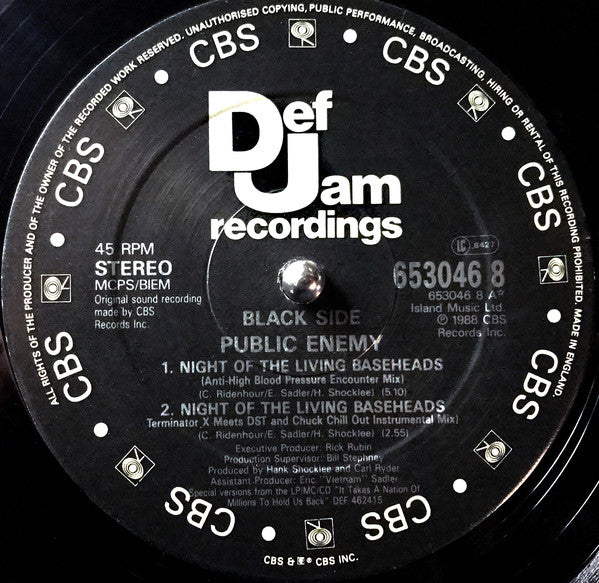 Public Enemy : Night Of The Living Baseheads (12", Single, Com)