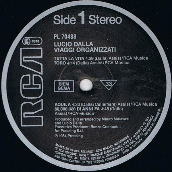 Lucio Dalla : Viaggi Organizzati (LP, Album)