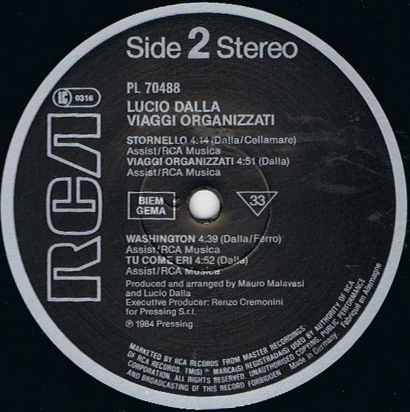 Lucio Dalla : Viaggi Organizzati (LP, Album)