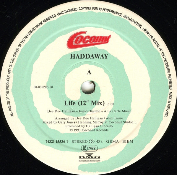 Haddaway : Life (12", Maxi)