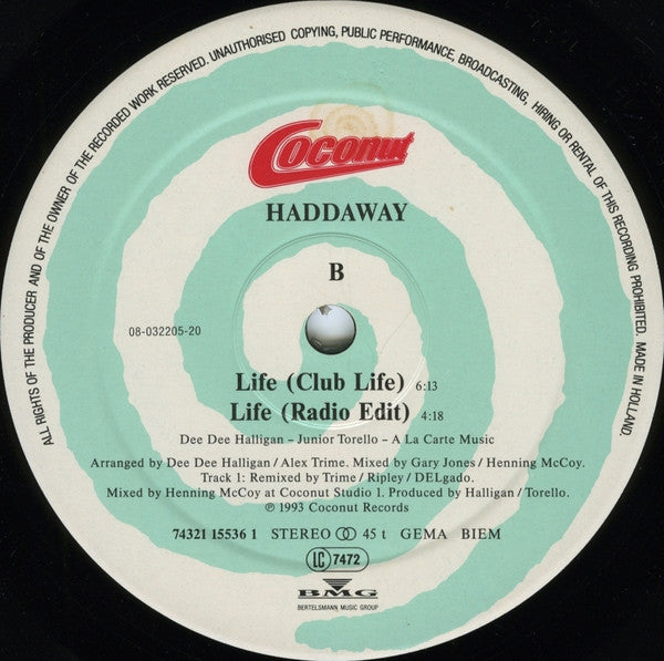 Haddaway : Life (12", Maxi)