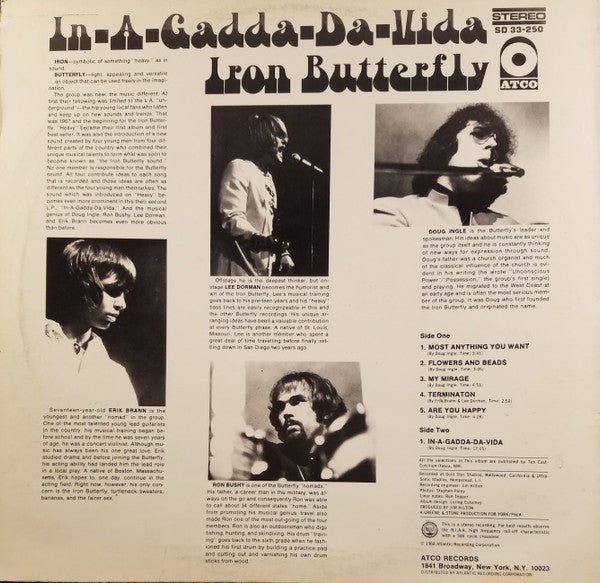 Iron Butterfly : In-A-Gadda-Da-Vida (LP, Album, RP)