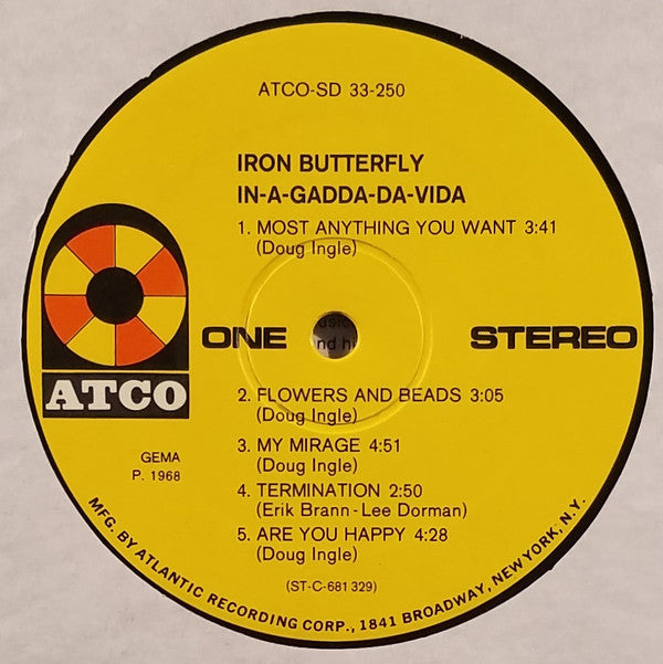 Iron Butterfly : In-A-Gadda-Da-Vida (LP, Album, RP)