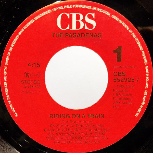 The Pasadenas : Riding On A Train (7", Single)