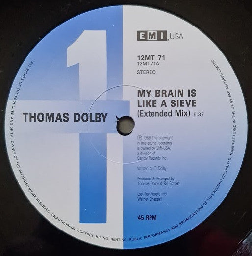 Thomas Dolby : My Brain Is Like A Sieve (12")
