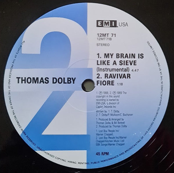 Thomas Dolby : My Brain Is Like A Sieve (12")
