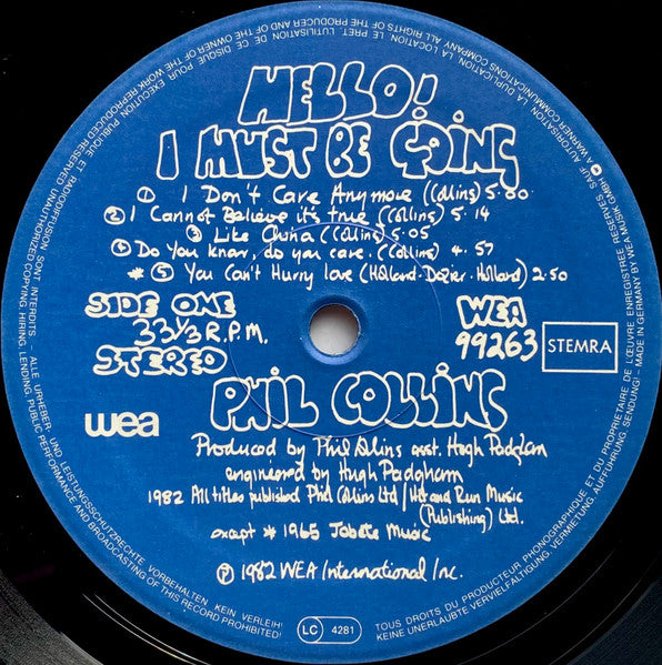 Phil Collins : Hello, I Must Be Going! (LP, Album, Gat)