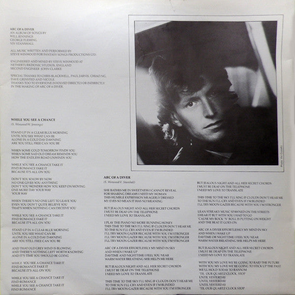 Steve Winwood : Arc Of A Diver (LP, Album, RP)