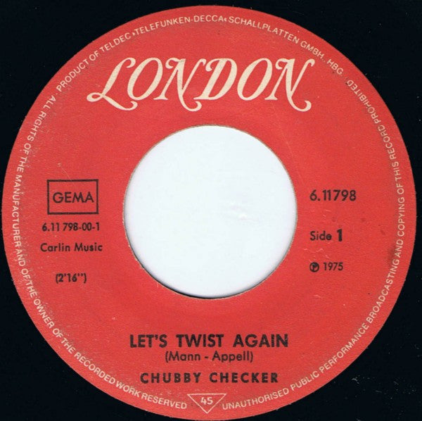 Chubby Checker : Let's Twist Again (7", Single, RE)