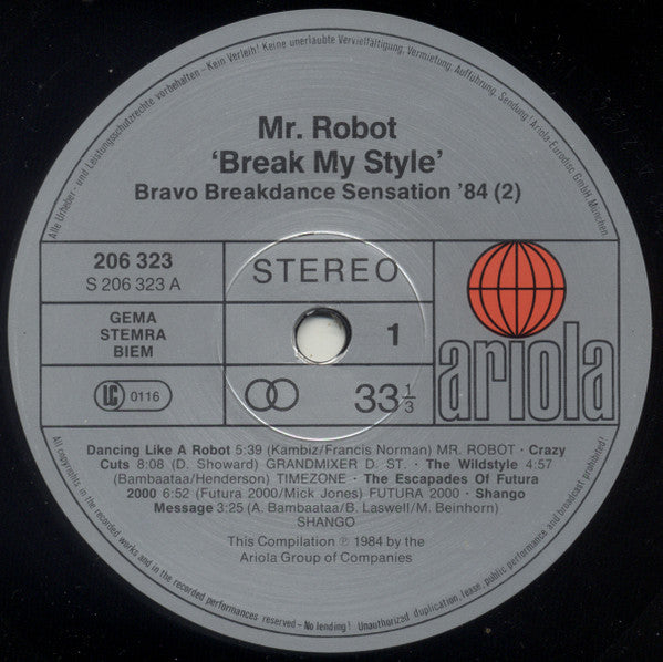 Various : Mr. Robot Break My Style - Bravo Break Dance Sensation '84 (2) (LP, Comp)