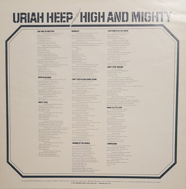 Uriah Heep : High And Mighty (LP, Album,  Te)
