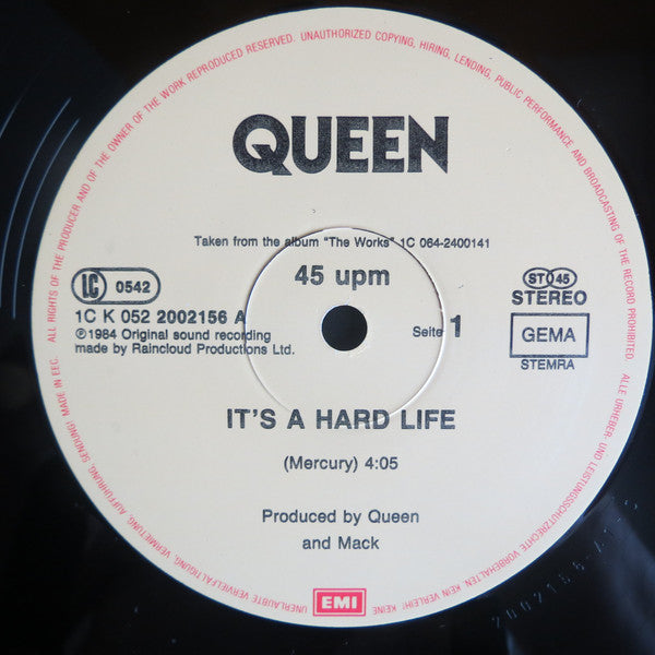 Queen : It's A Hard Life (12", Maxi)