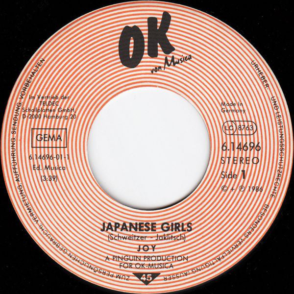 Joy (9) : Japanese Girls (7", Single)