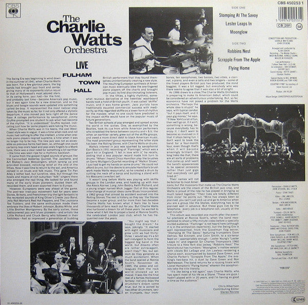 The Charlie Watts Orchestra : Live At  Fulham Town Hall (LP, Album)