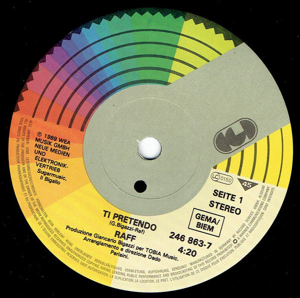 Raff* : Ti Pretendo (7", Single, Sol)