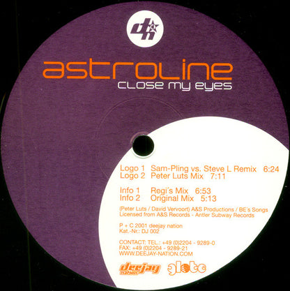 Astroline : Close My Eyes (12", Maxi)