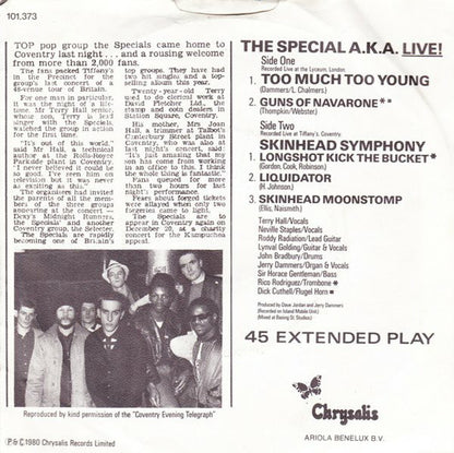 The Special A.K.A.* Featuring Rico* : Too Much Too Young (7", EP)