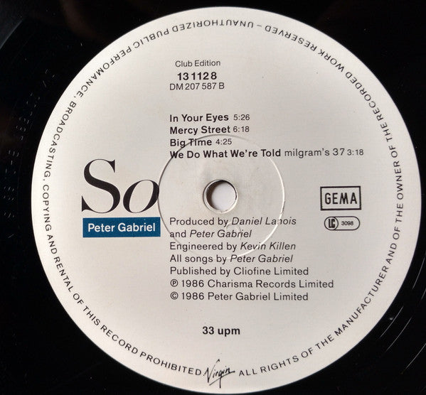Peter Gabriel : So (LP, Album, Club)