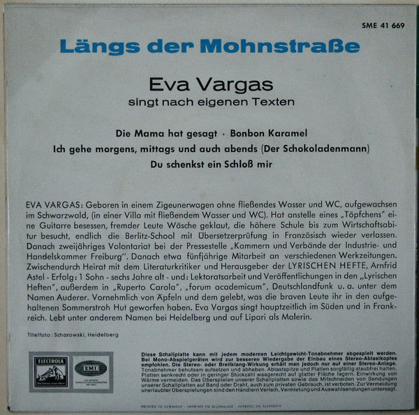 Eva Vargas : Längs Der Mohnstrasse (7", EP)