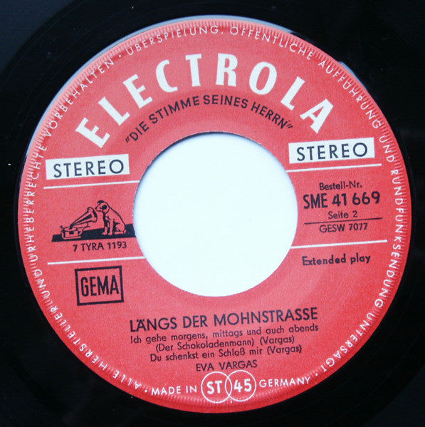 Eva Vargas : Längs Der Mohnstrasse (7", EP)