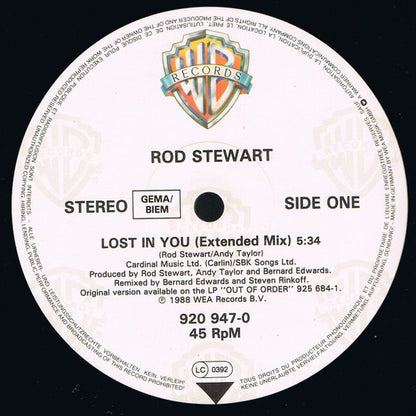 Rod Stewart : Lost In You (Extended Remix) (12", Single)
