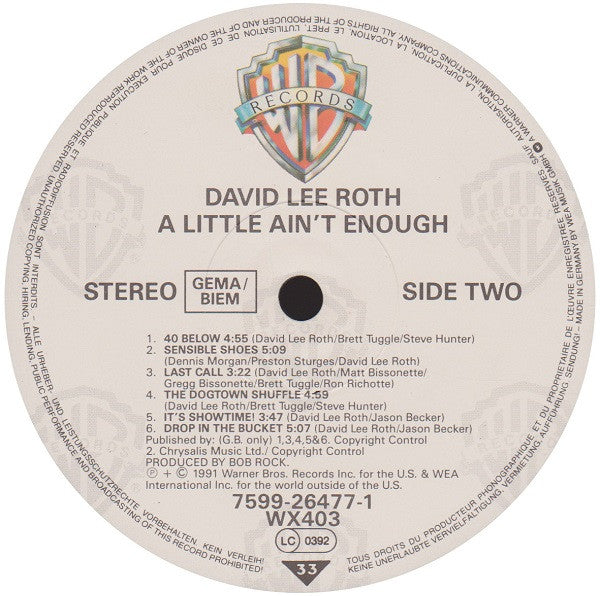 David Lee Roth : A Little Ain't Enough (LP, Album)