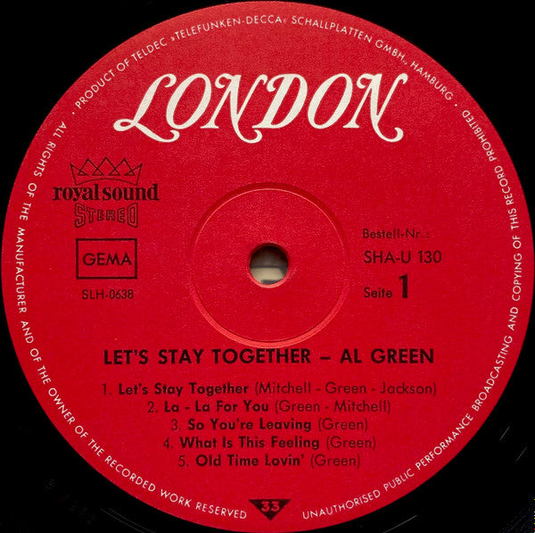 Al Green : Let's Stay Together (LP, Album, Roy)