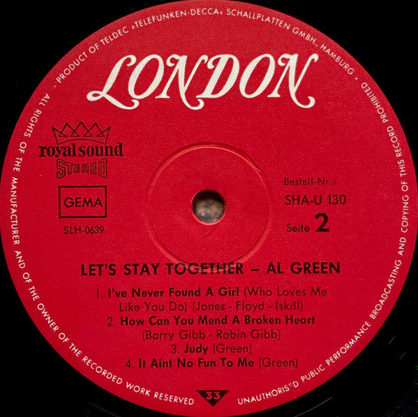 Al Green : Let's Stay Together (LP, Album, Roy)