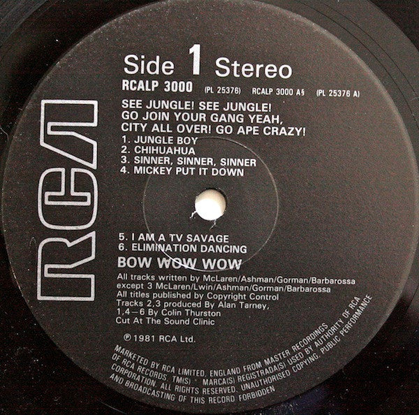 Bow Wow Wow : See Jungle! See Jungle! Go Join Your Gang Yeah, City All Over! Go Ape Crazy! (LP)