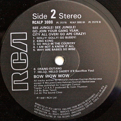 Bow Wow Wow : See Jungle! See Jungle! Go Join Your Gang Yeah, City All Over! Go Ape Crazy! (LP)